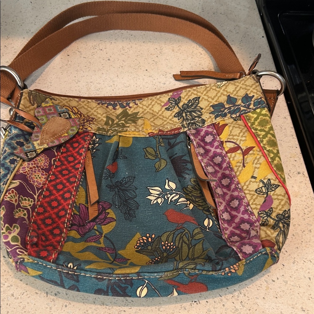 Vintage Fossil Tapestry Patchwork Crossbody Hip Boho  Bag with Adjustable Strap